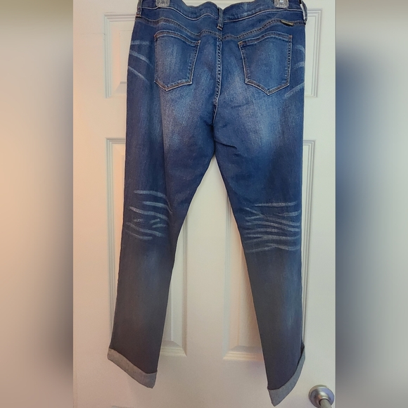 New York & Company Dark Blue Distressed Skinny Jeans - Picture 4 of 6